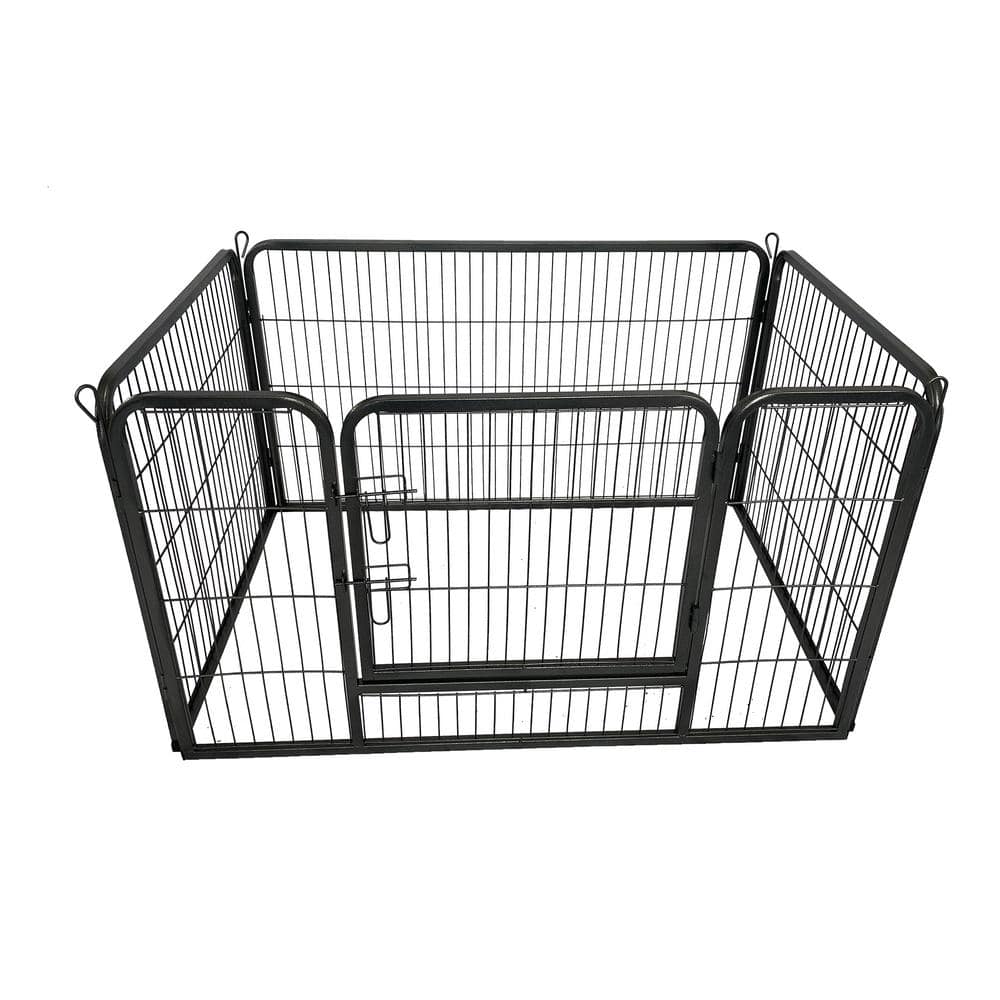 4-Panels 28 in. H Heavy Duty Metal Pet Fence Playpen Kit Indoor/Outdoor Pet