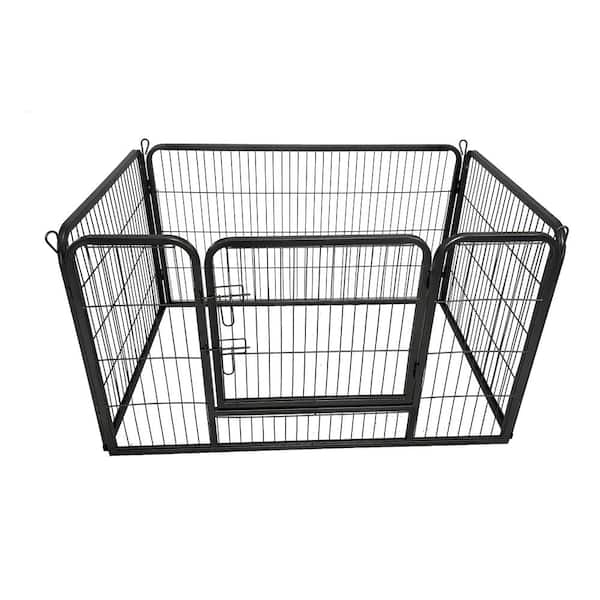 Unbranded 4-Panels 28 in. H Heavy Duty Metal Pet Fence Playpen Kit Indoor/Outdoor Pet Dog Fence Playground for Medium/Small Dogs