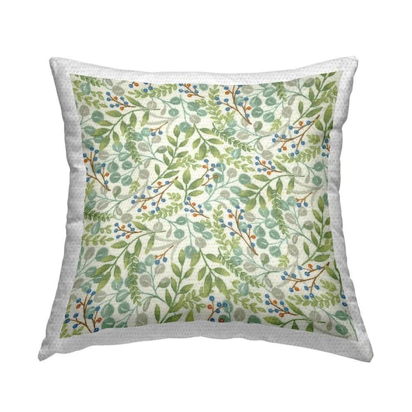 Green Nature Leaves Sprouts Green Square Outdoor Throw Pillow