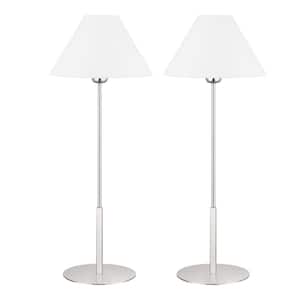 Ashburn 31 in. Nickel Table Lamp with White Fabric Shade (Set of 2)