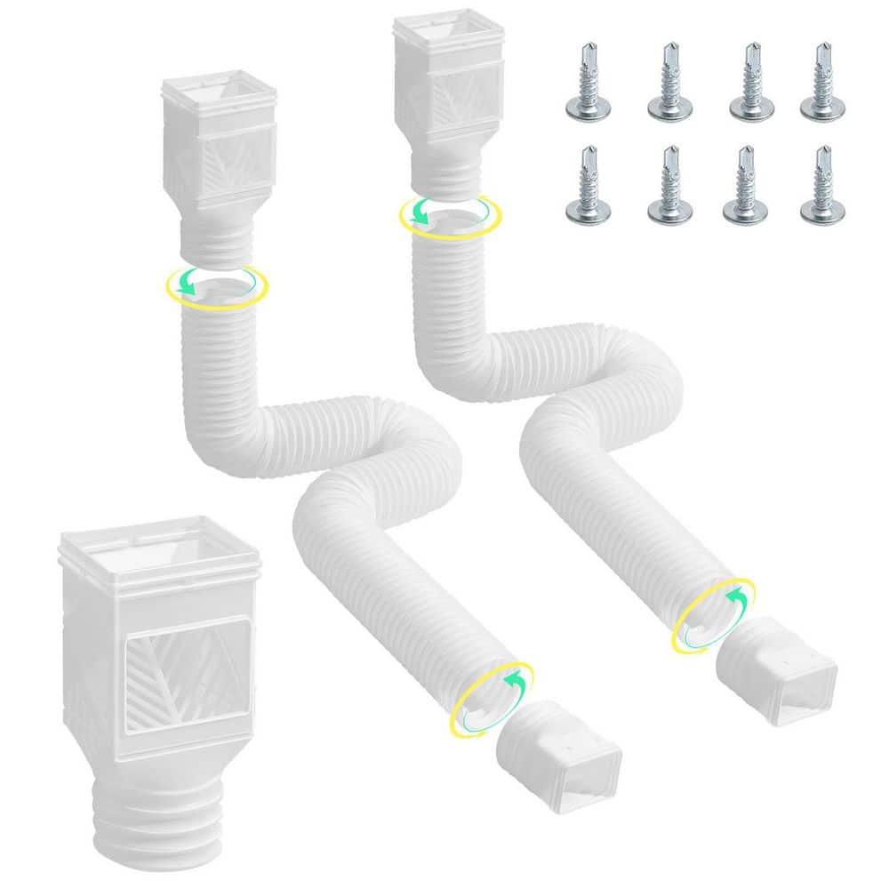 Rain Gutter Downspout Extensions, Vinyl, 2-Pack Flexible Downspout Extender, Gutter Extensions with Adapters, White price history on PriceWatchPro