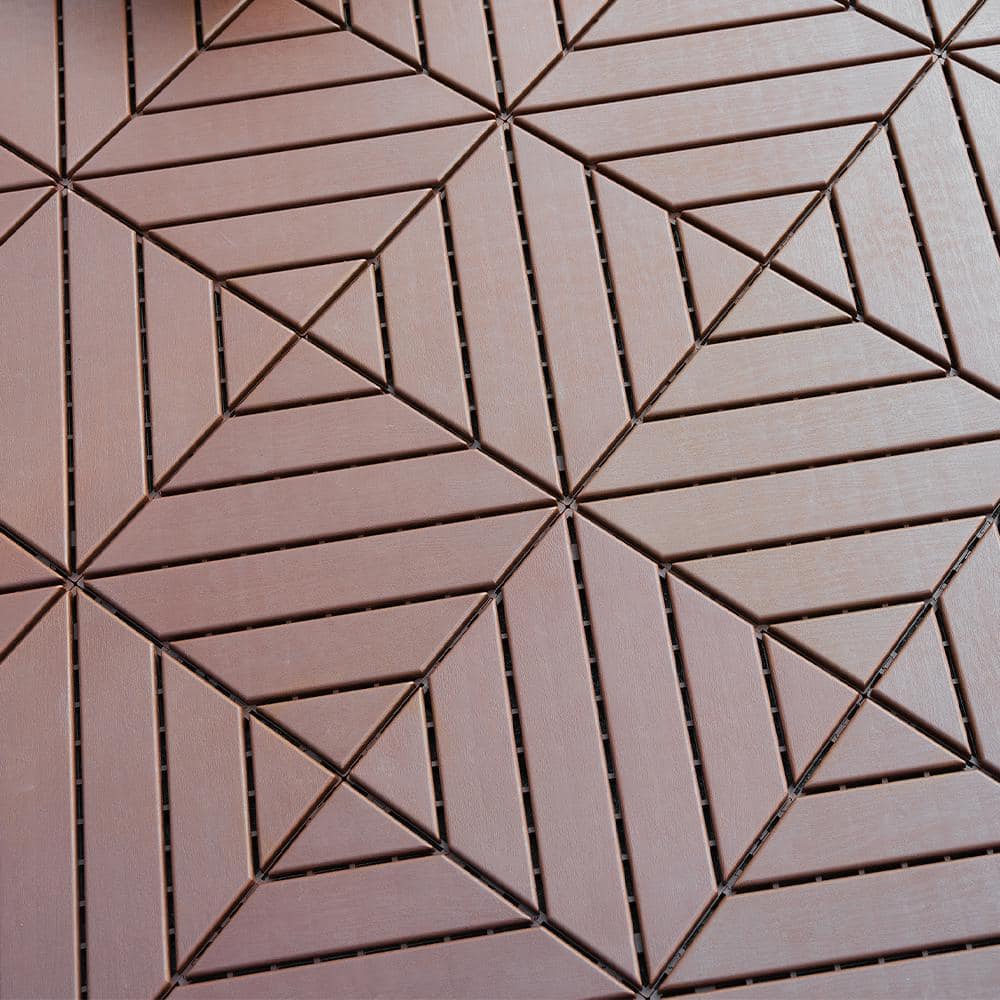 Dark Brown 1 ft. x 1 ft. All-Weather Plastic Outdoor Interlocking Deck Tile