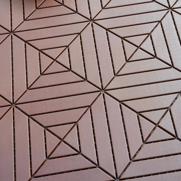 BTMWAY Dark Brown 1 ft. x 1 ft. All-Weather Plastic Outdoor Interlocking Deck Tiles, Garage Floor Tiles(44-Pack)