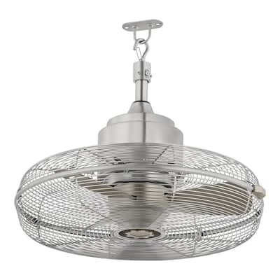 Hampton Bay Conyer 18 in. Indoor/Wet Outdoor 3-Speed Anywhere Fan Silver with Convenient Hanging Hook SFZ-500-1