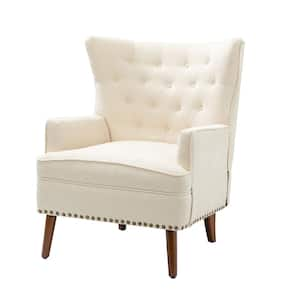 Laomedon Ivory Armchair with Nailhead Trim