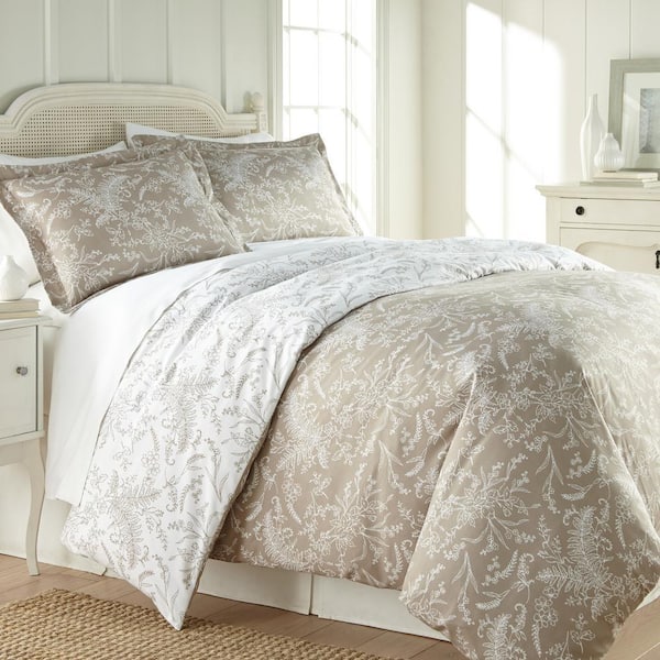 Southshore Fine Linens Winter Brush Reversible 3-Piece Sand Floral ...