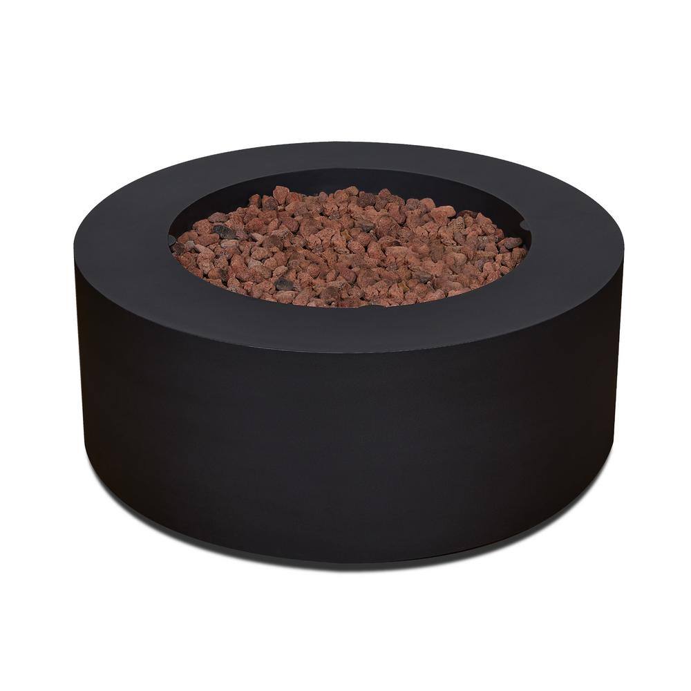 Aegean 36" Round Black Steel Gas Fire Pit Table