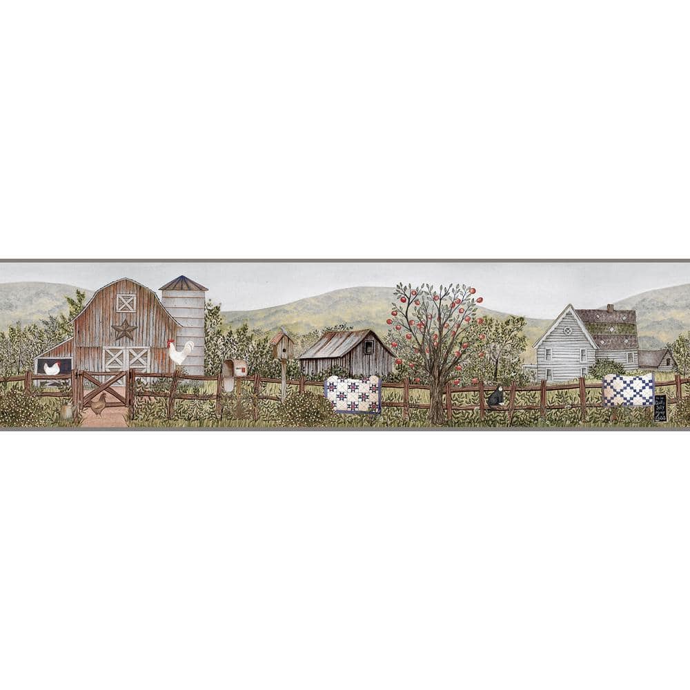 Chesapeake Clarksville Green Farm Green Wallpaper Border 311913571B