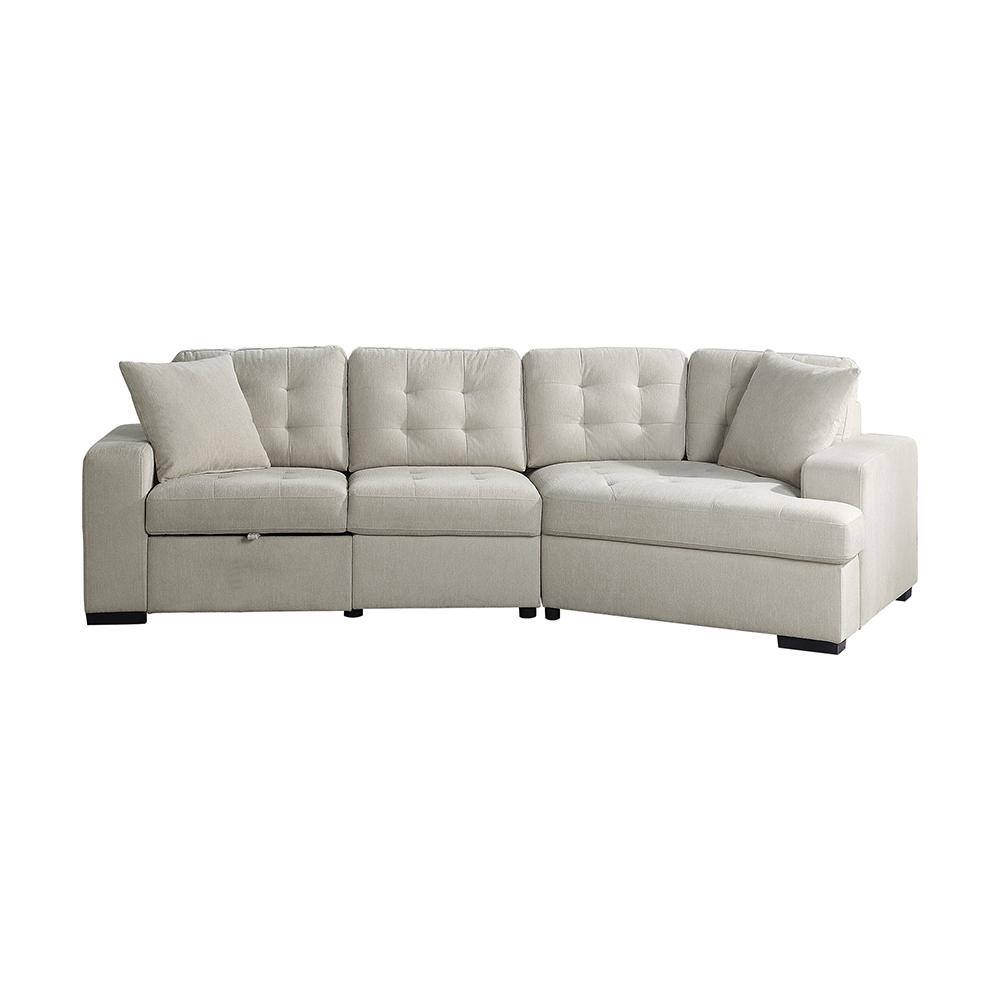 Delara 12.5 in. Straight Arm 2-piece Chenille Sectional Sofa in Beige with 