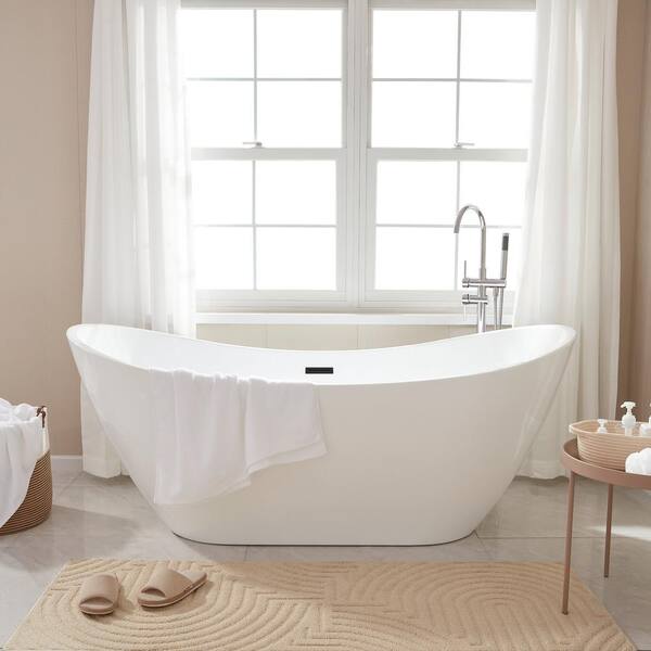 WoodBridge 71'' x 31.5'' Freestanding Acrylic Bathtub with Faucet & Reviews