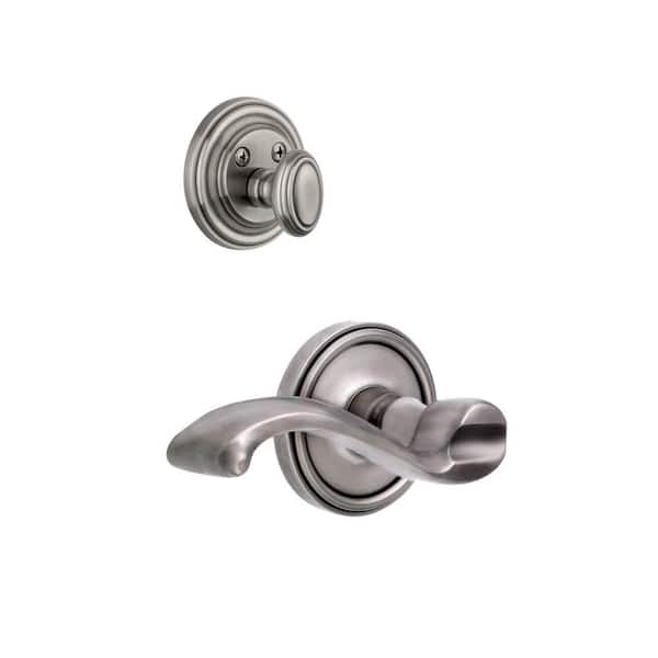 Grandeur Georgetown Single Cylinder Antique Pewter Combo Pack Keyed Alike Right Handed Portofino Lever and Matching Deadbolt