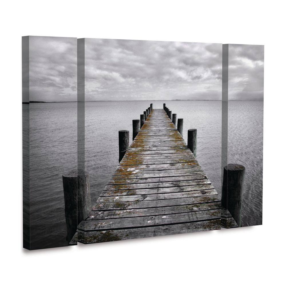 Gray and Black Dock Photography 3-Piece Canvas Wall Art Set 24'' x 32''