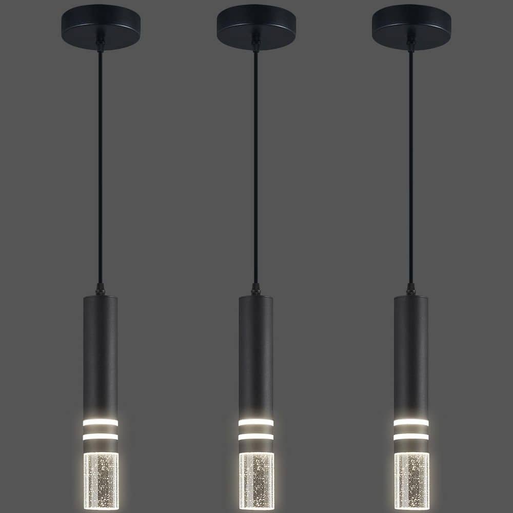 Home Lighting 6W 1-Light Black Modern Crystal Integrated LED Pendant Light Over Sink for Kitchen Island, 3Pack price history on PriceWatchPro