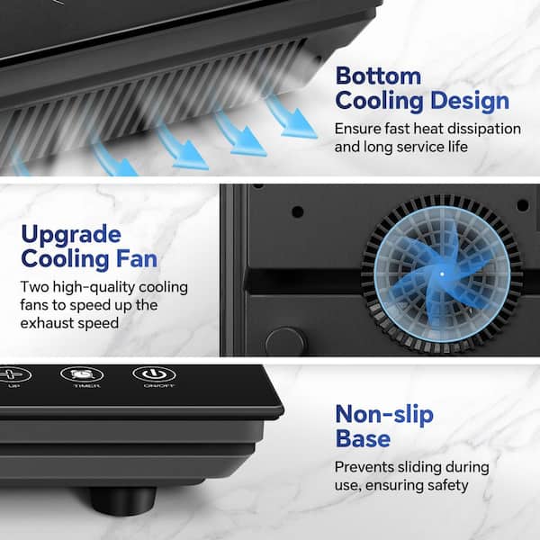 Amzgachfktch 24 in. 2-Burner Portable Induction Cooktop 1800W