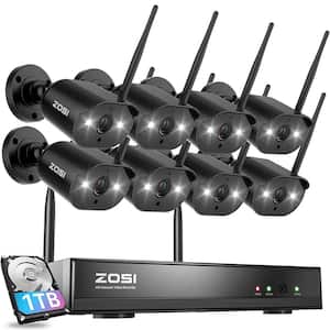 H.265 Plus 8-Channel 3MP 2K 1TB NVR Security Camera System with 8 Outdoor WiFi IP Cameras 2-Way Audio Color Night Vision