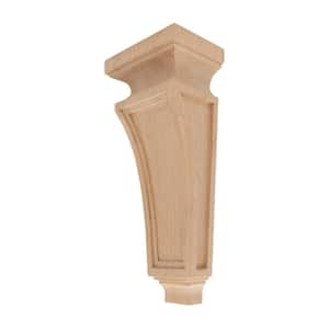 5-1/2 in. x 13 in. x 3-3/4 in. Unfinished Large Hand Carved North American Solid Alder Mission Wood Corbel