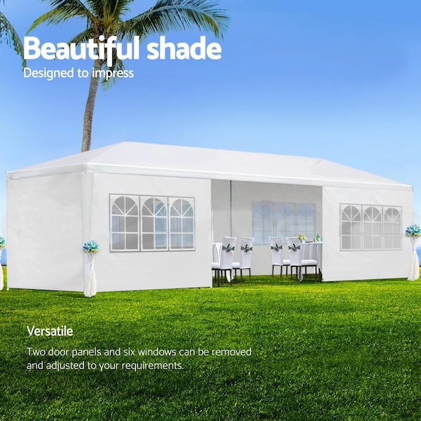 Misopily 10 ft. x 30 ft. Outdoor Gazebo Canopy Tent with 8-Removable Sidewalls in White