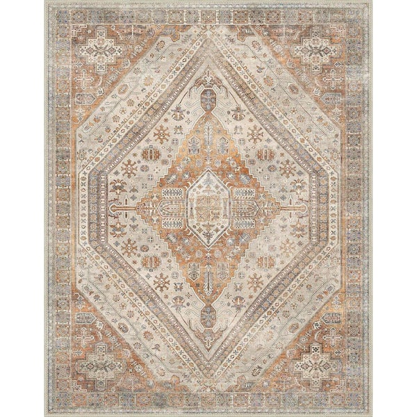 Soraya Medallion Light Brown 6 ft. x 9 ft. Living Room/Bedroom/Dining Room Area Rug