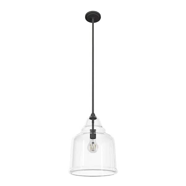 Hunter - Dunshire 1-Light Noble Bronze Island Pendant Light with Clear Bell Glass Shade