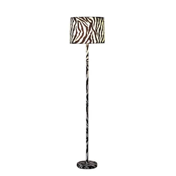 Ore International 59 In Faux Suede, Zebra Print Floor Lamp