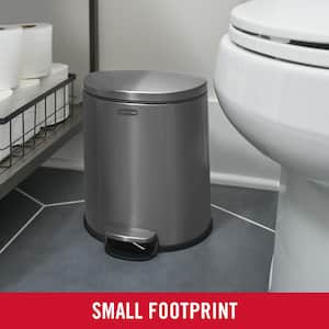 1.6 Gal. Stainless Steel Semi Round Step-On Household Metal Trash Can