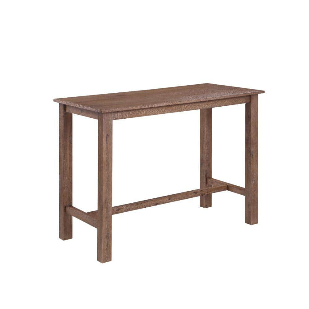 Benjara 23.75 in. H Oak Brown Rectangular Wooden Frame Pub Table with ...