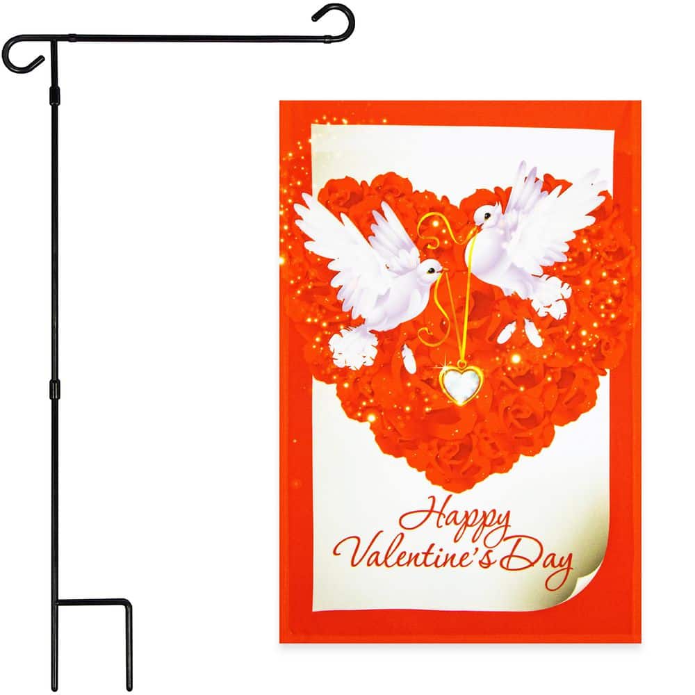 1 ft. x 1.5 ft. Polyester Happy Valentine's Day Doves with 3 ft. Black iron Flagpole price history on PriceWatchPro