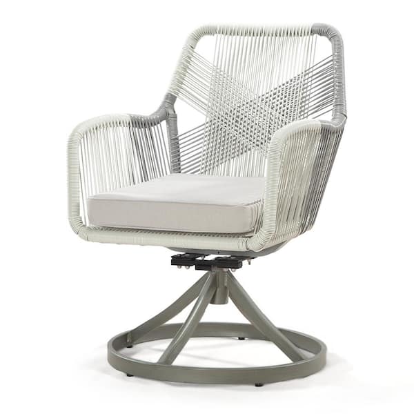 Sudzendf Gray Wicker Patio Outdoor Rocking Chair, Lounge Chair with Beige Cushions (1 pack)