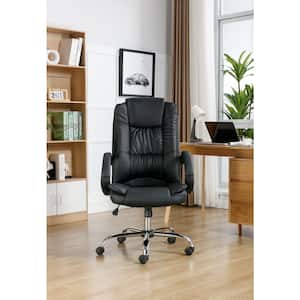 Charles Faux Leather High Back Executive Office Chair, Lumbar Support, Computer Desk Chair in Black with Arms