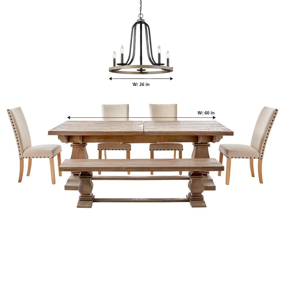 Conal Gray Metal 5-Light Outdoor Candle Chandelier