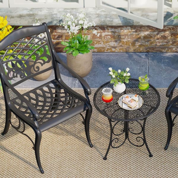 Small Outdoor Side Table PROLISOK Bronze Metal Side Table With