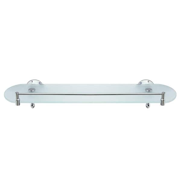 MODONA Antica 20 in. W Frosted Glass Shelf with Rail in Polished Chrome  4091-PC The Home Depot