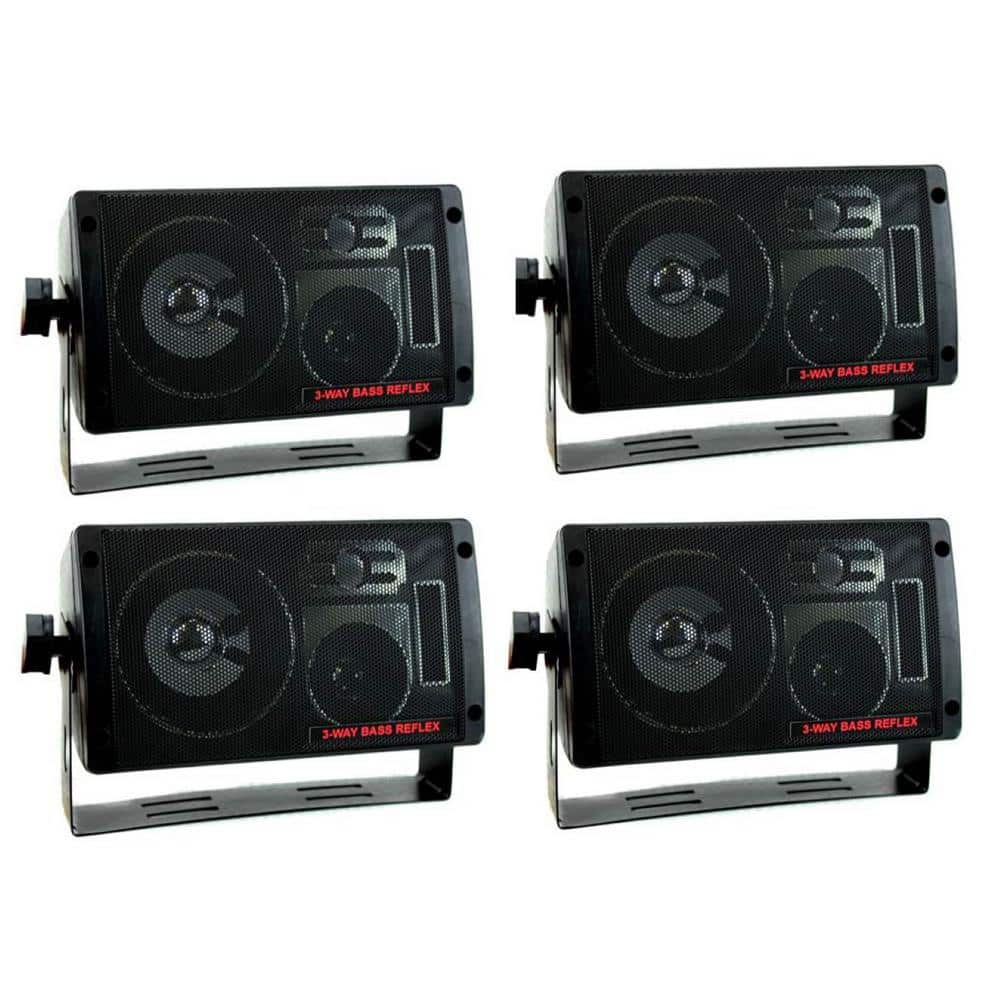 600-Watt 3-Way Car Audio Mini Box Speakers Stereo Indoor System