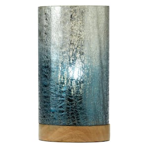 Ellis 11.5 in. Blue and Silver Ombre Glass Uplight Accent Table Lamp
