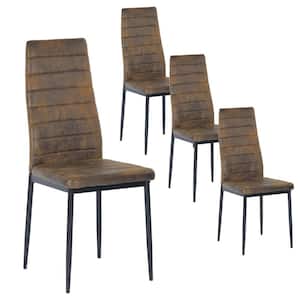 Dining Chairs Set Kitchen Chairs with PU Upholstered Seat Back Kitchen Room Side Chair with Metal Legs Seats 4 Brown