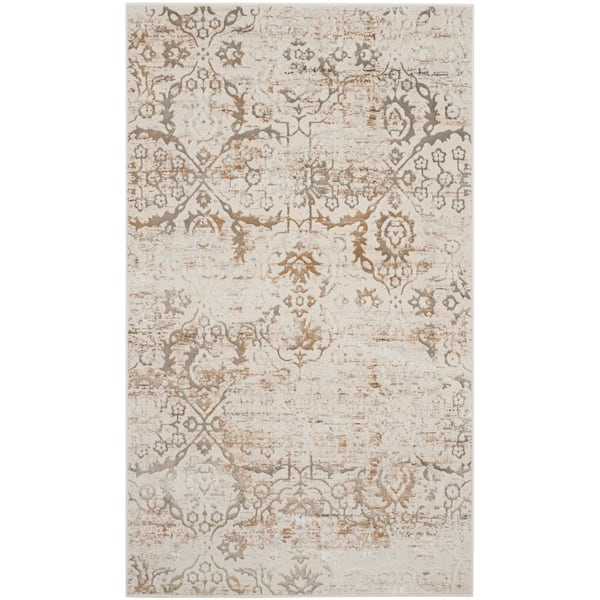 SAFAVIEH Artifact Gray/Cream Doormat 3 ft. x 5 ft. Floral Area Rug