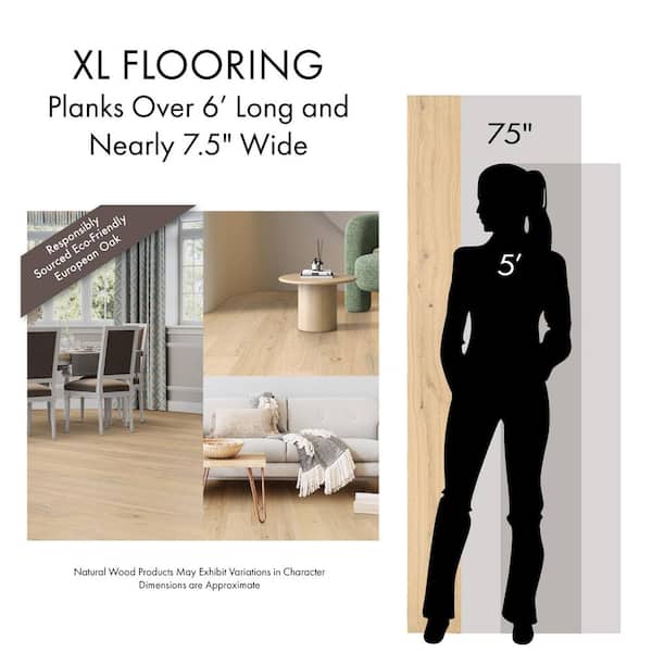 XL Tustin Grove White Oak 1/2 in. T x 7.48 in. W Tongue and Groove Engineered Hardwood Flooring (34.97 sq.ft./case)