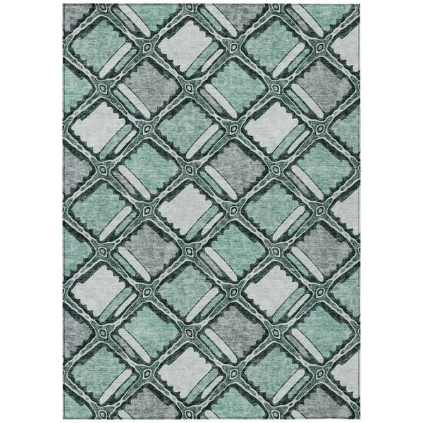 Chantille Machine Washable Indoor/Outdoor Abstract ACN2800 Aqua 10 ft. x 14 ft. Area Rug