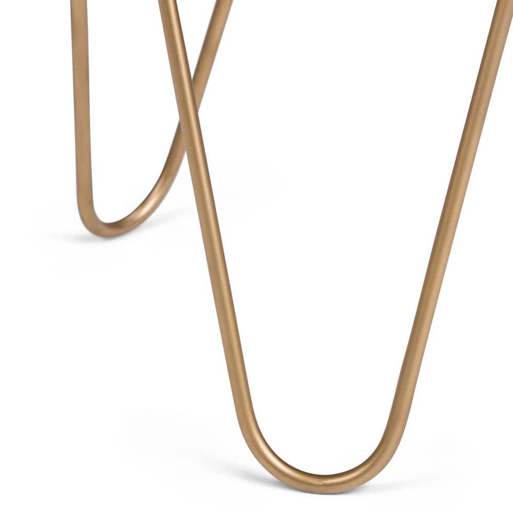 Patrice Boomerang Mango Wood Table with Matte Gold Hairpin Legs