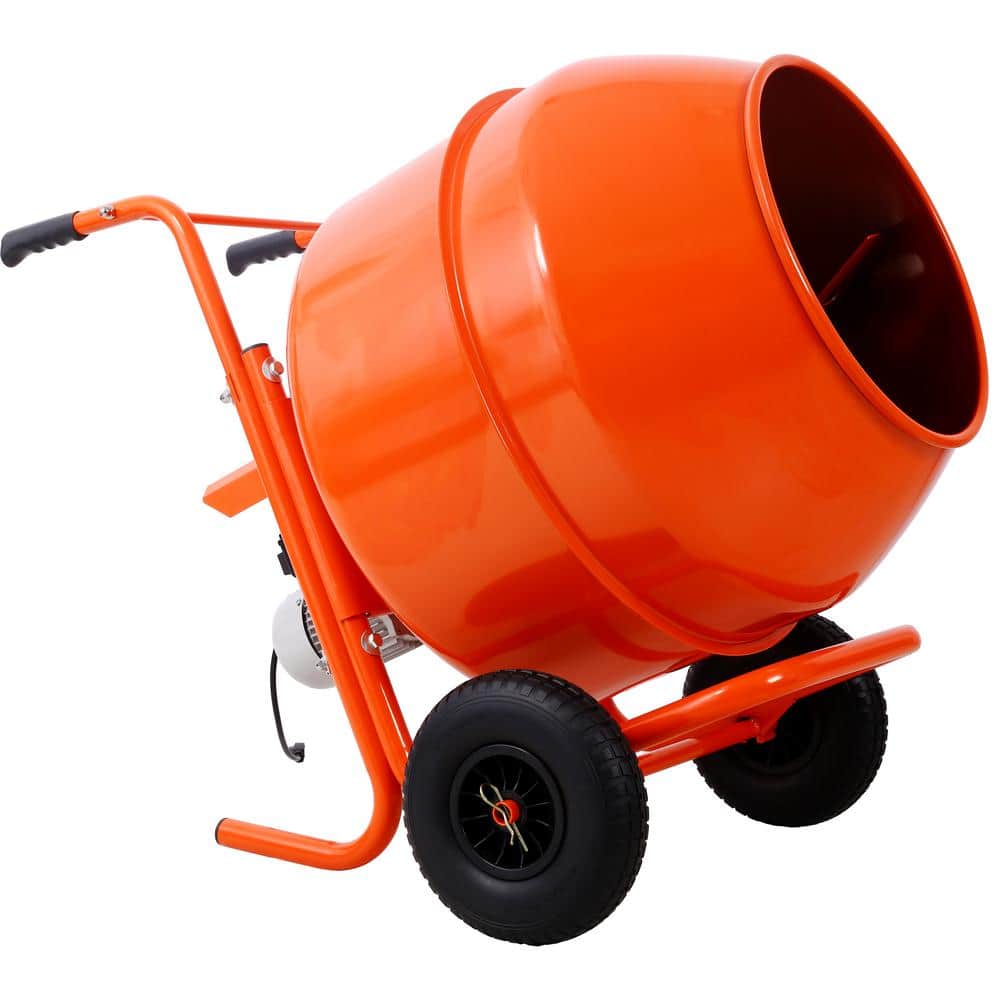 224L 8CUFT horizontal portable cement mixer, Wheel Barrow Portable Cement Concrete Mixer 115V-60HZ, orange color price history on PriceWatchPro