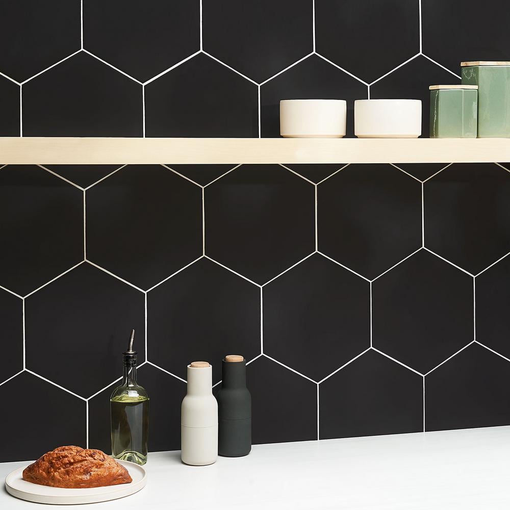 Master Hex 10" x 11" Matte Black Porcelain Tile