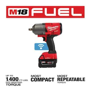 M18 FUEL ONE-KEY 18V Li-Ion Brushless Cordless 1/2 in. High-Torque Impact Wrench with Friction Ring, Resistant Batteries