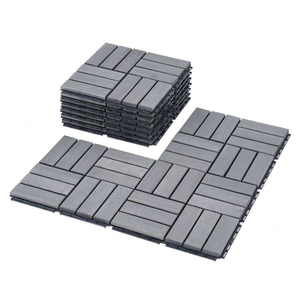 Siavonce 20 PCS Interlocking Deck Tiles Striped Pattern, 12&quot