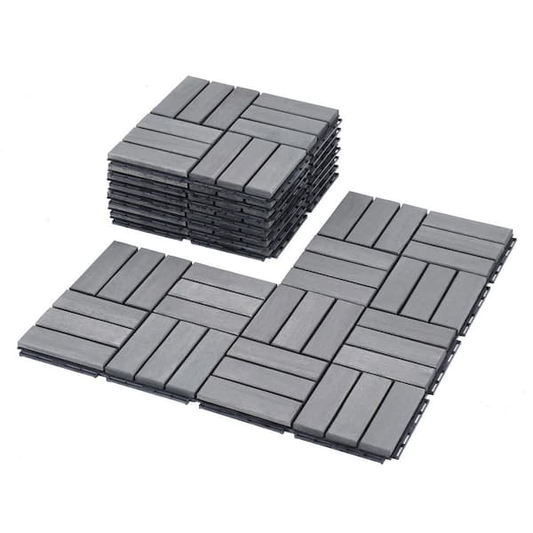 Siavonce 20 PCS Interlocking Deck Tiles Striped Pattern, 12&quot