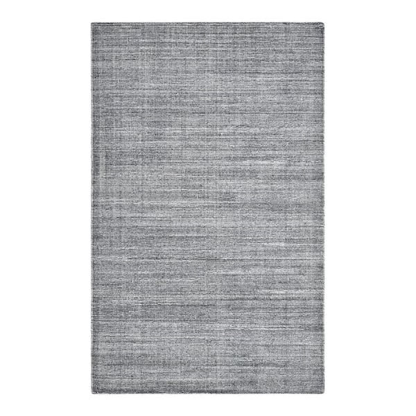 Solo Rugs Halsey Solid Striped Gray 8 ft. x 10 ft. Hand Loomed Indoor/Outdoor Area Rug
