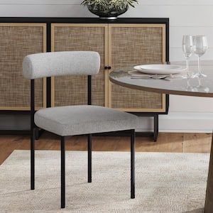 Dahlia 19 in. Modern Kitchen Dining Chair with Metal Legs and Padded Upholstered Cushion, Light Gray/Black