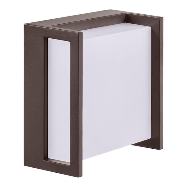 Hampton Bay Oliver 5.51 in. Bronze Hardwired Outdoor Coach Wall Light Sconce with Integrated LED's