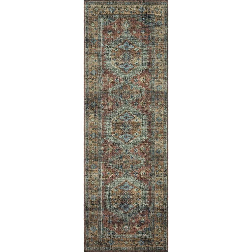 Skye 8' Round Terracotta and Sky Wool Synthetic Rug