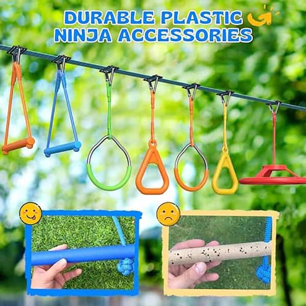 Afoxsos 50 ft. Ninja Warrior Obstacle Course Swing Set for Kids