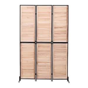 6 ft. Natural Wood Folding Privacy Screen, 3 Panel Room Dividers, Room Partitions Wall Divider for Room Separation